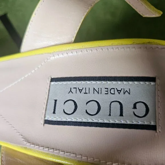 GUCCI Women's Mid-heel Sandal With Horsebit In Yellow size 37+ - Picture 9 of 11